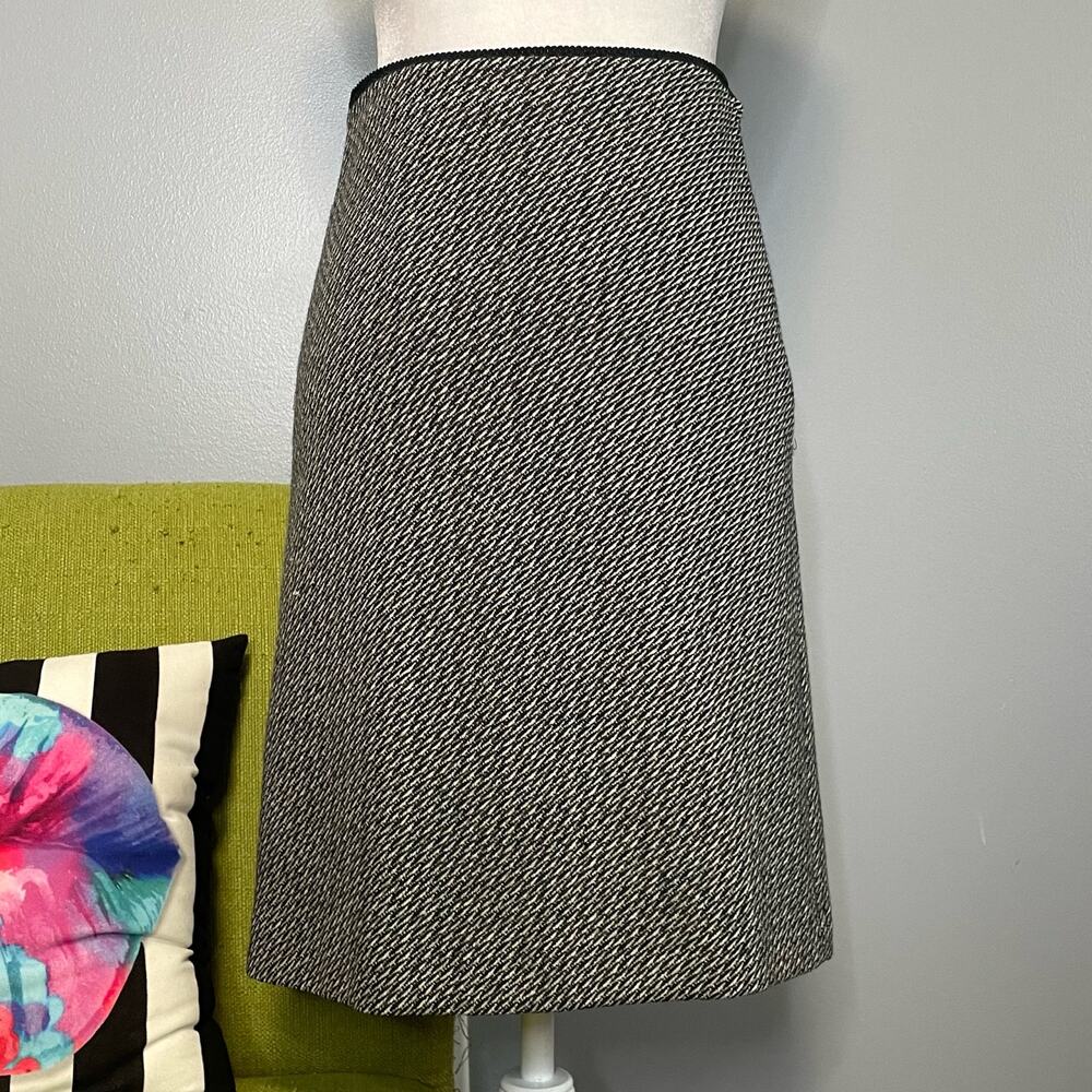 J Crew Black White Wool Straight Pencil Skirt P0 Petite